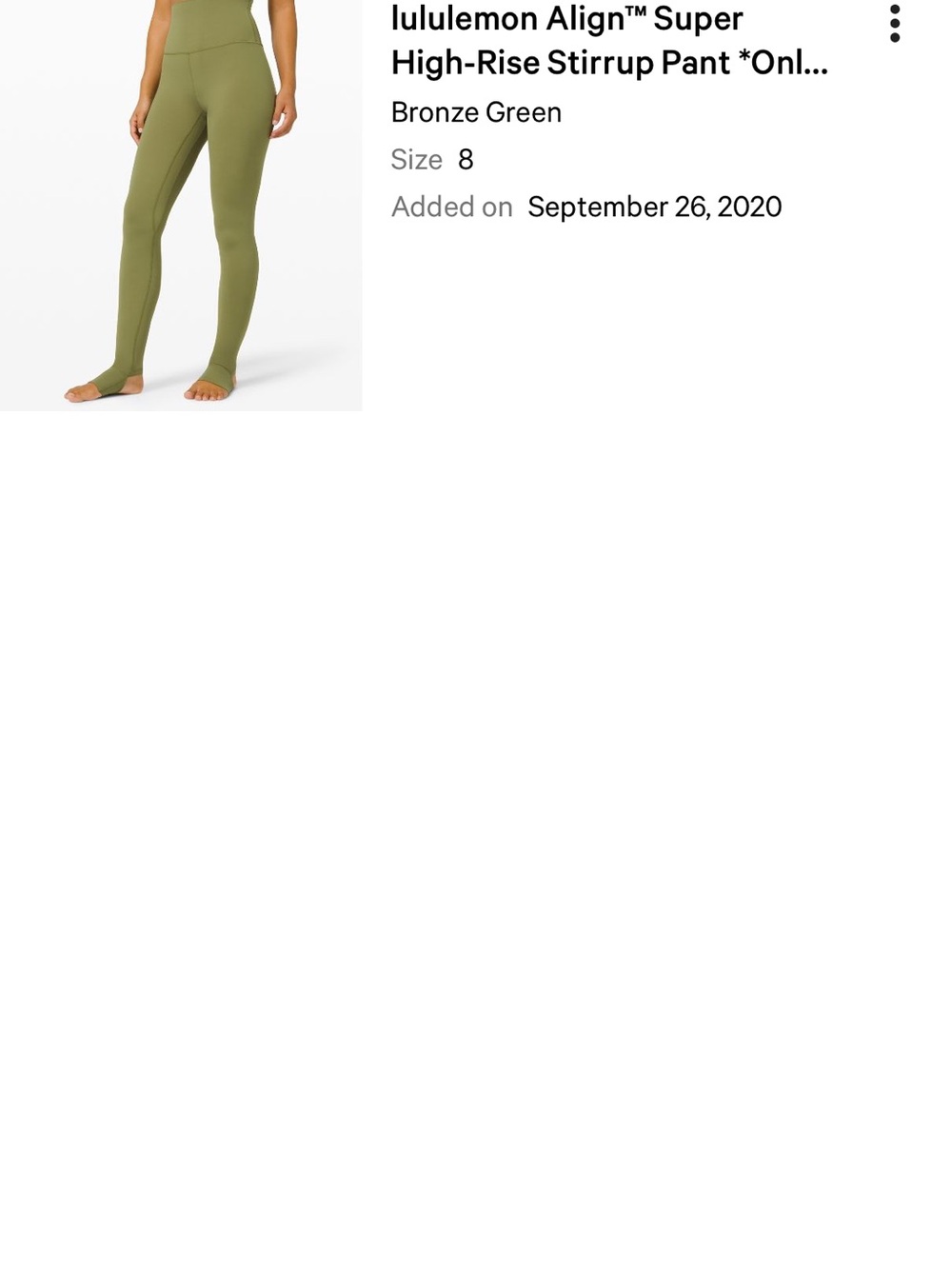 Lululemon bronze green super high rise stirrup pant size 8 - Picture 2 of 5